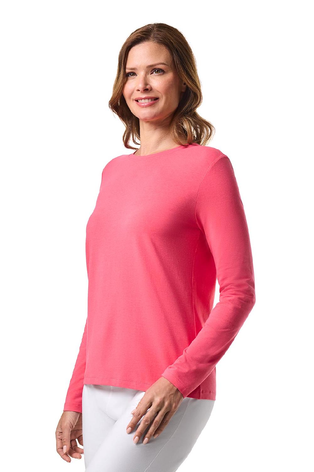 Coolibar Women's Morada Everyday Long Sleeve T-Shirt | Sunkist Coral