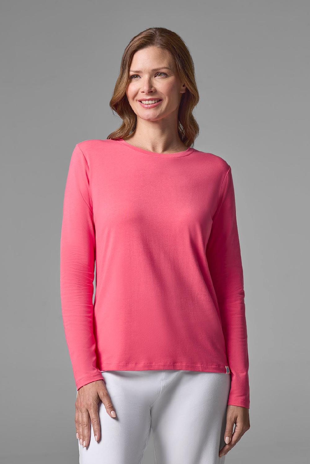 coolibar Women's Morada Everyday Long Sleeve T-Shirt | Sunkist Coral