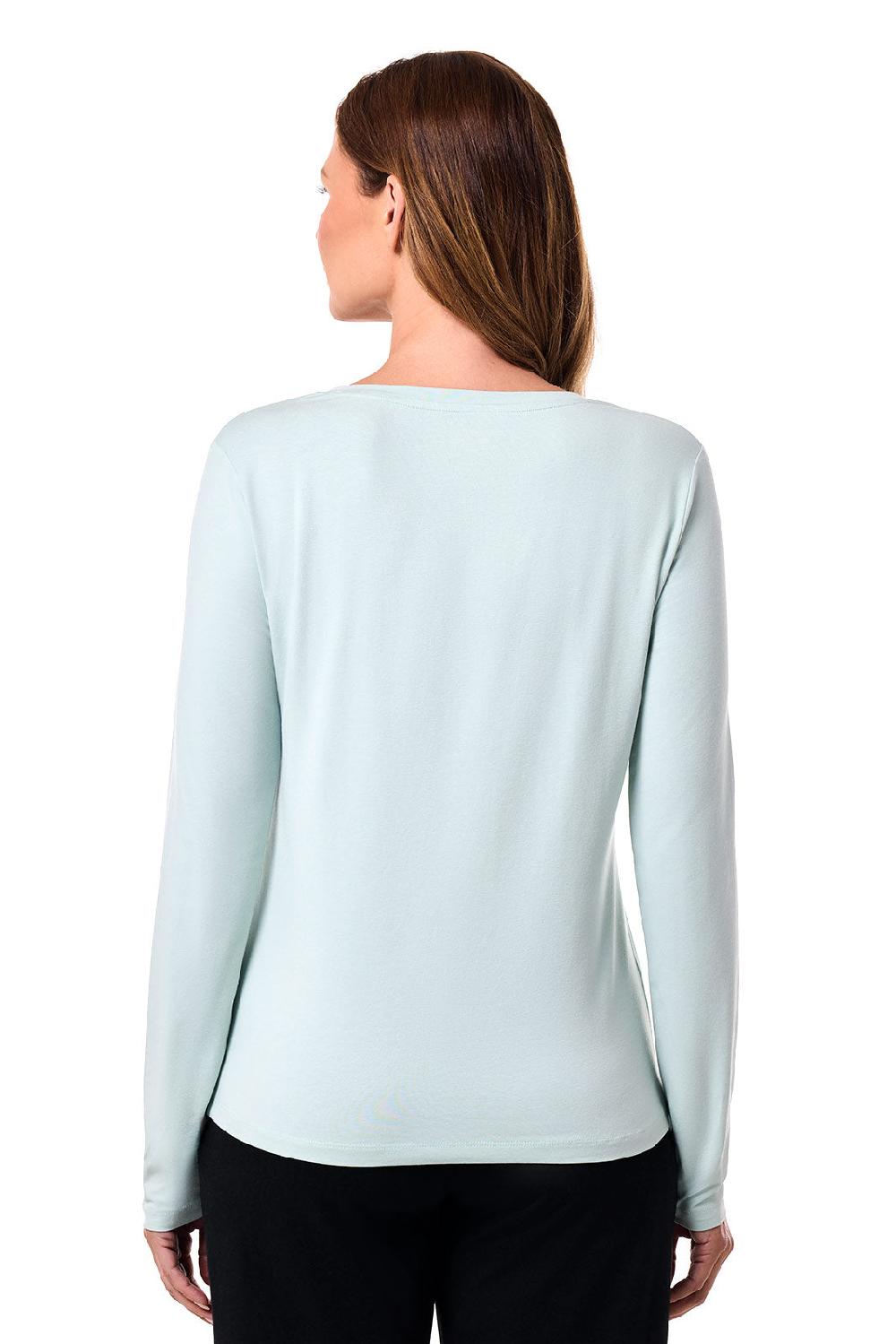Coolibar Women's Morada Everyday Long Sleeve V-Neck T-Shirt | Misty Aqua