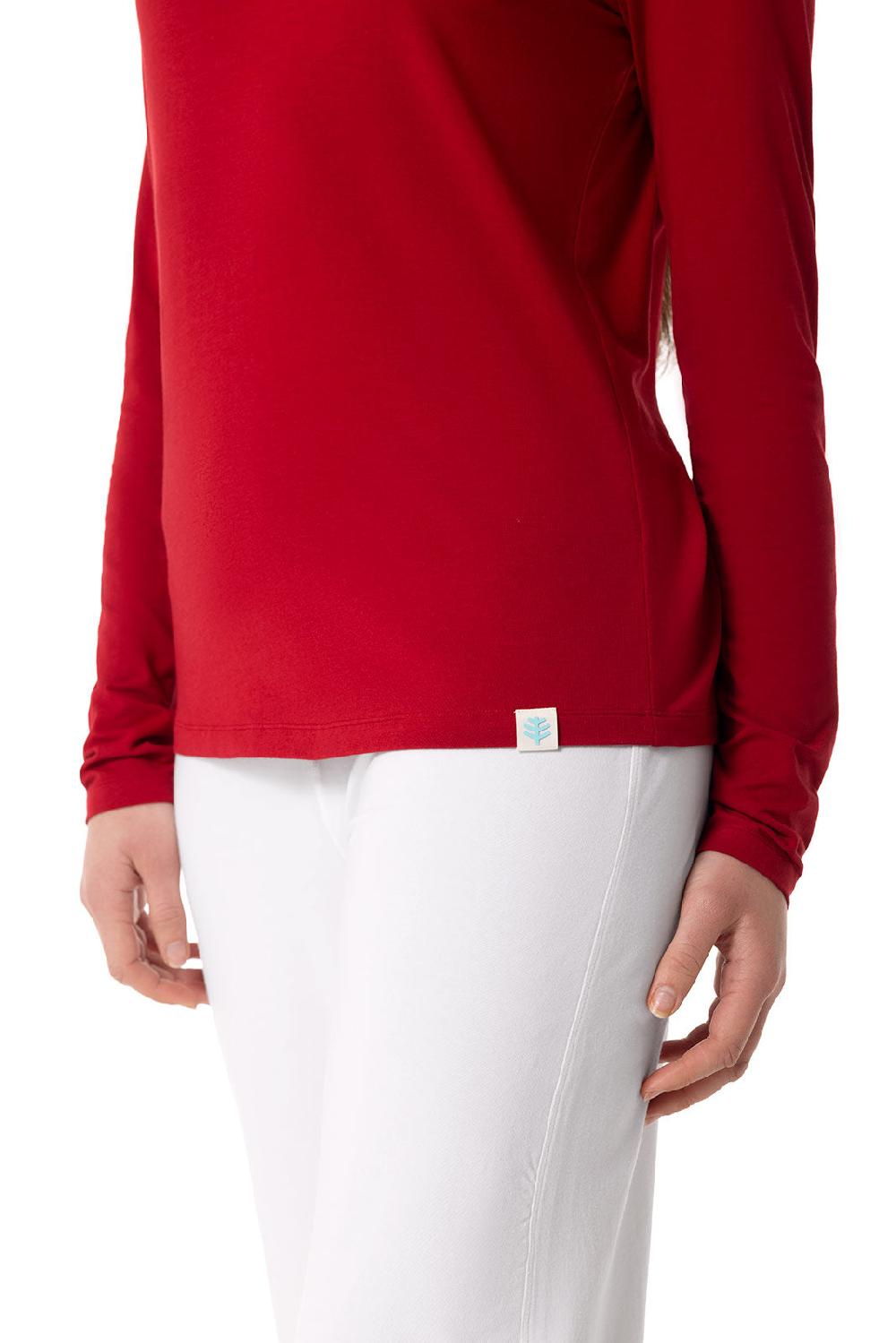 Coolibar Women's Morada Everyday Long Sleeve V-Neck T-Shirt | Cherry