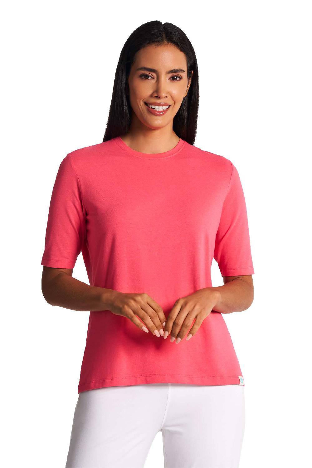Coolibar Women's Morada Everyday Short Sleeve T-Shirt | Sunkist Coral