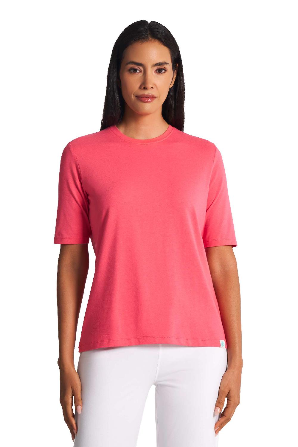 Coolibar Women's Morada Everyday Short Sleeve T-Shirt | Sunkist Coral