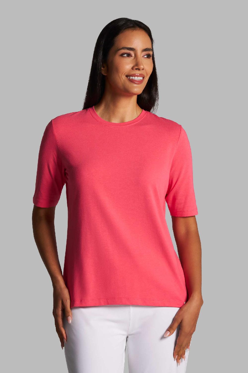 coolibar Women's Morada Everyday Short Sleeve T-Shirt | Sunkist Coral