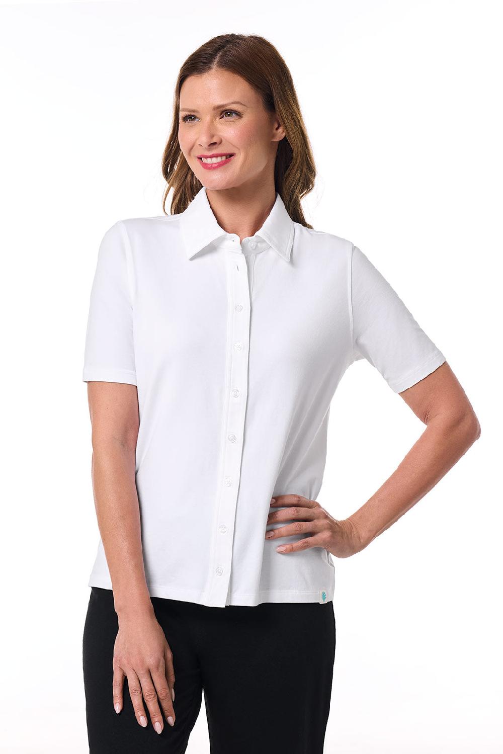 Coolibar Women's Morningside Button Down Short Sleeve | White