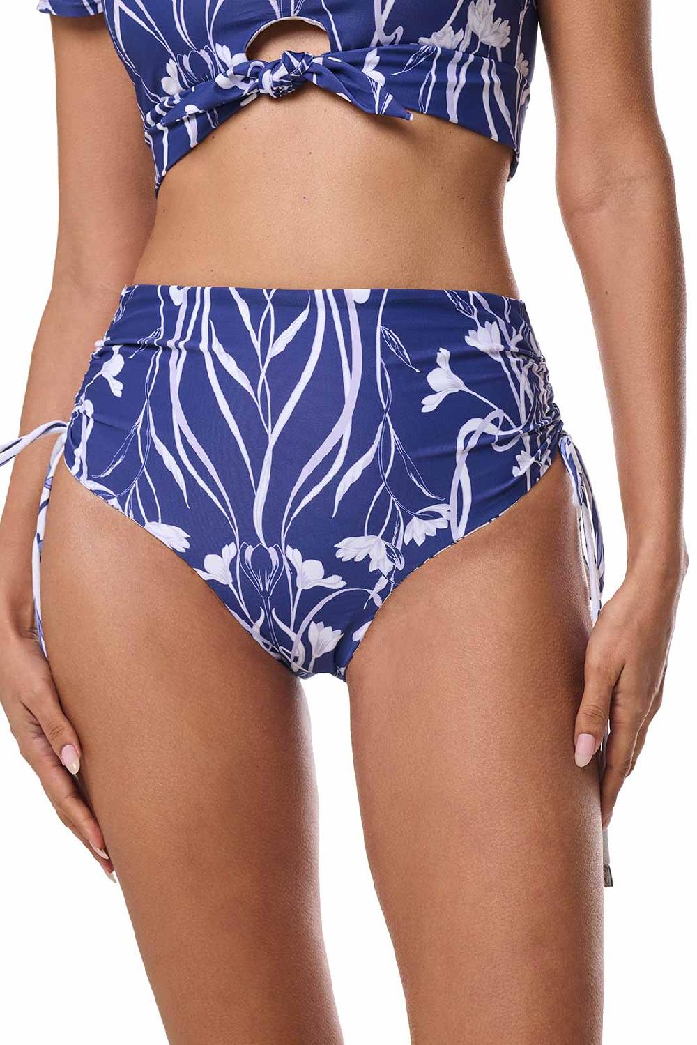Coolibar Women's Myrtle Reversible Ruche Adjustable Swim Bottoms | FUTURE DUSK Reversible