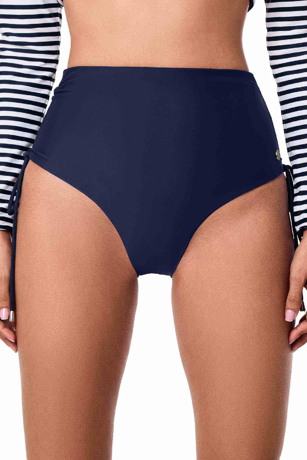 Coolibar Women's Myrtle Reversible Ruche Adjustable Swim Bottoms | Navy Reversible