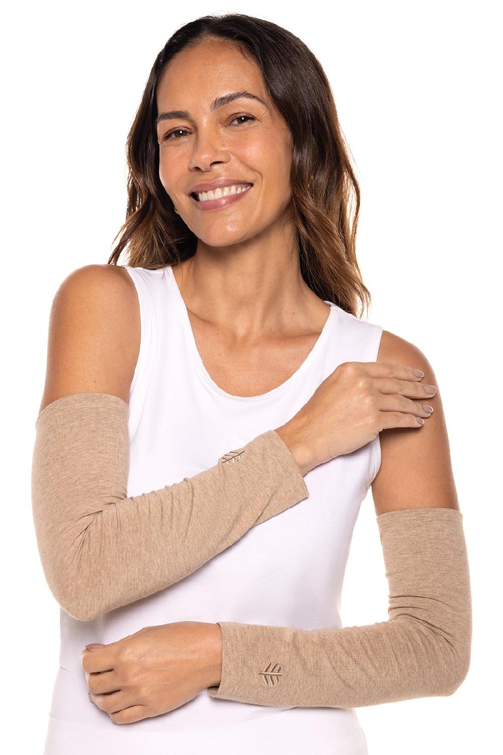 coolibar Women's Navagio Sun Sleeves | Dark Taupe Heather