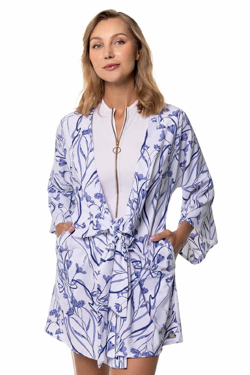 Coolibar Women's Ocean Drive Cover-Up | White Iris Dusk
