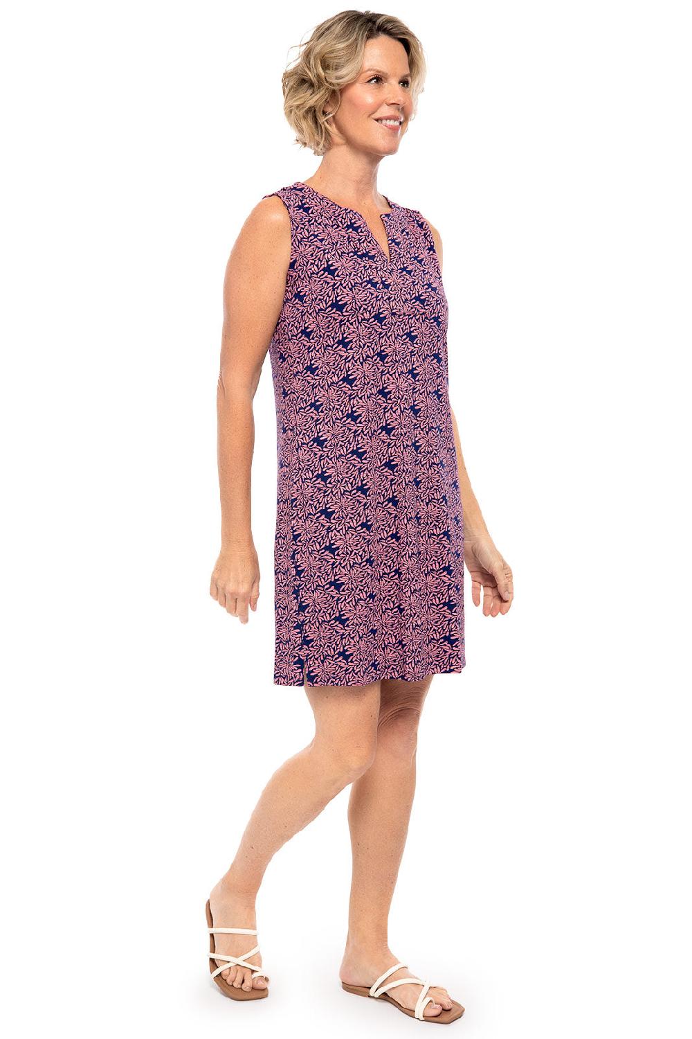 Coolibar Women's Oceanside Tank Dress | Peachy Pink Etched Flowers