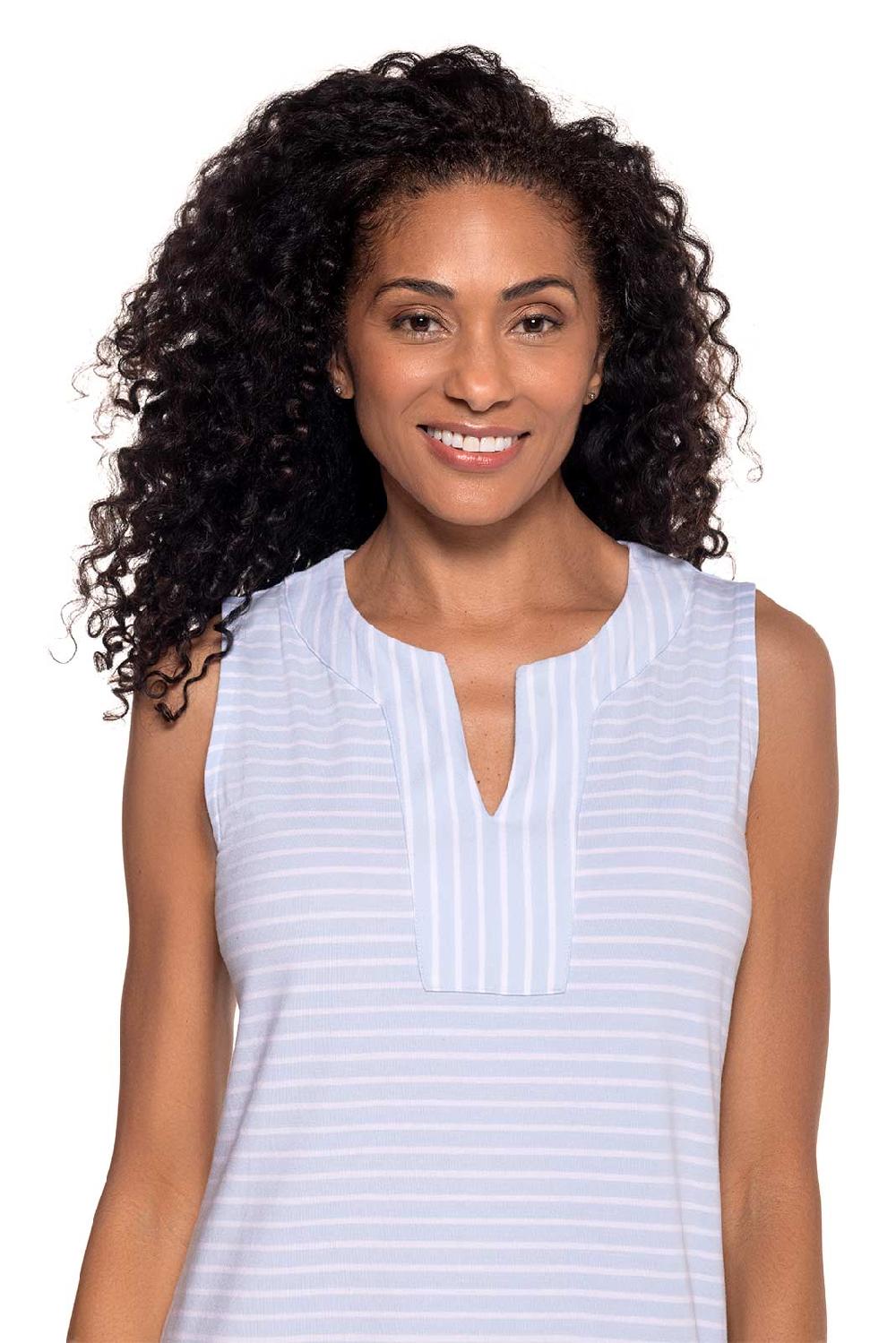 Coolibar Women's Oceanside Tank Dress | Skyride/White Stripe
