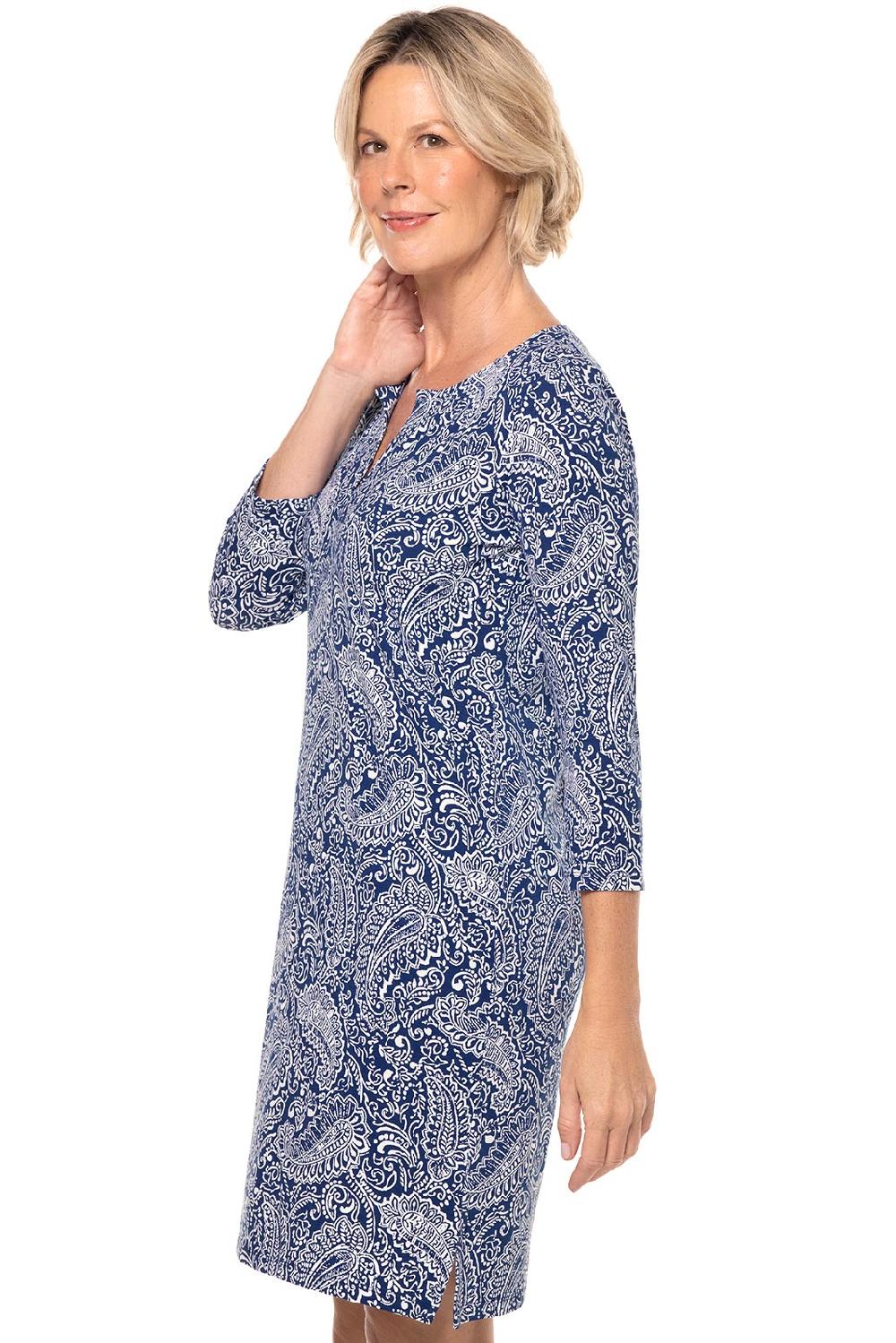 Coolibar Women's Oceanside Tunic Dress | Navy Artisan Paisley