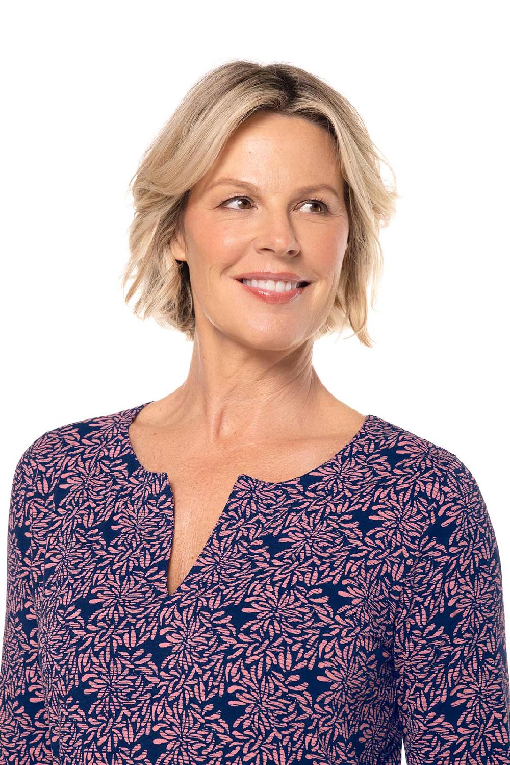 Coolibar Women's Oceanside Tunic Dress | Peachy Pink Etched Flowers