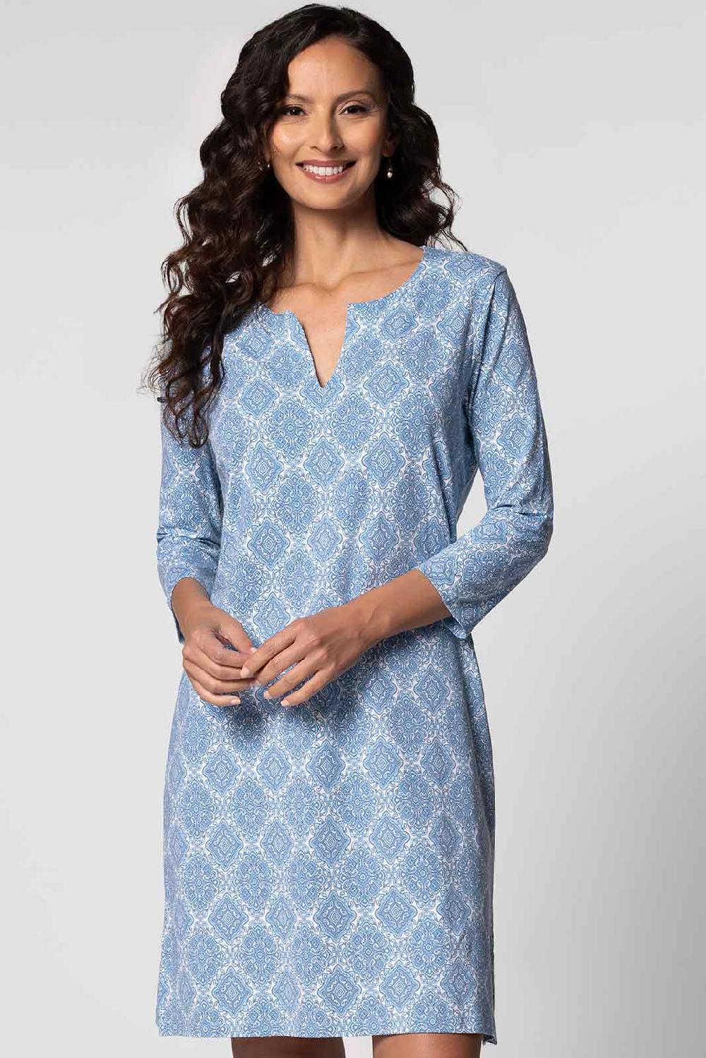coolibar Women's Oceanside Tunic Dress | Skyride Diamond Mandala