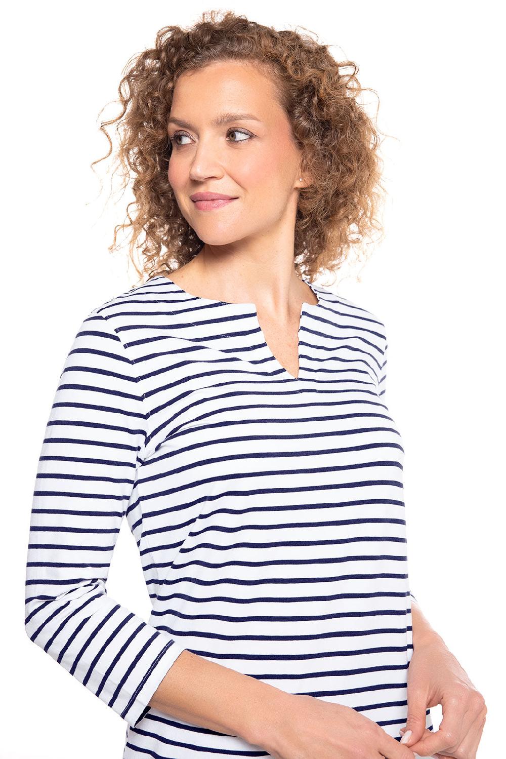 Coolibar Women's Oceanside Tunic Dress | White/Navy Stripe