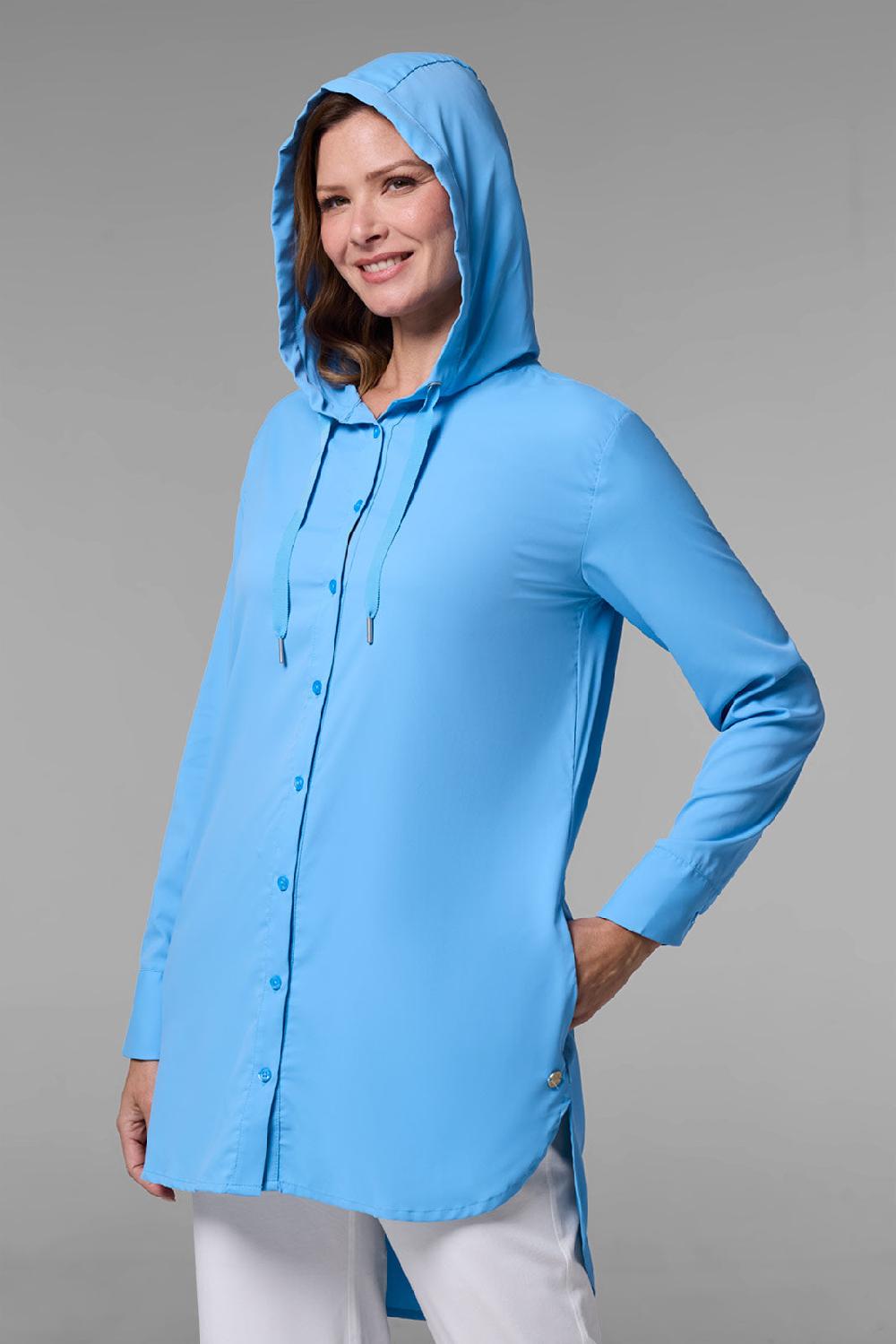 coolibar Women's Palma Aire Beach Shirt | Clear Sky Blue