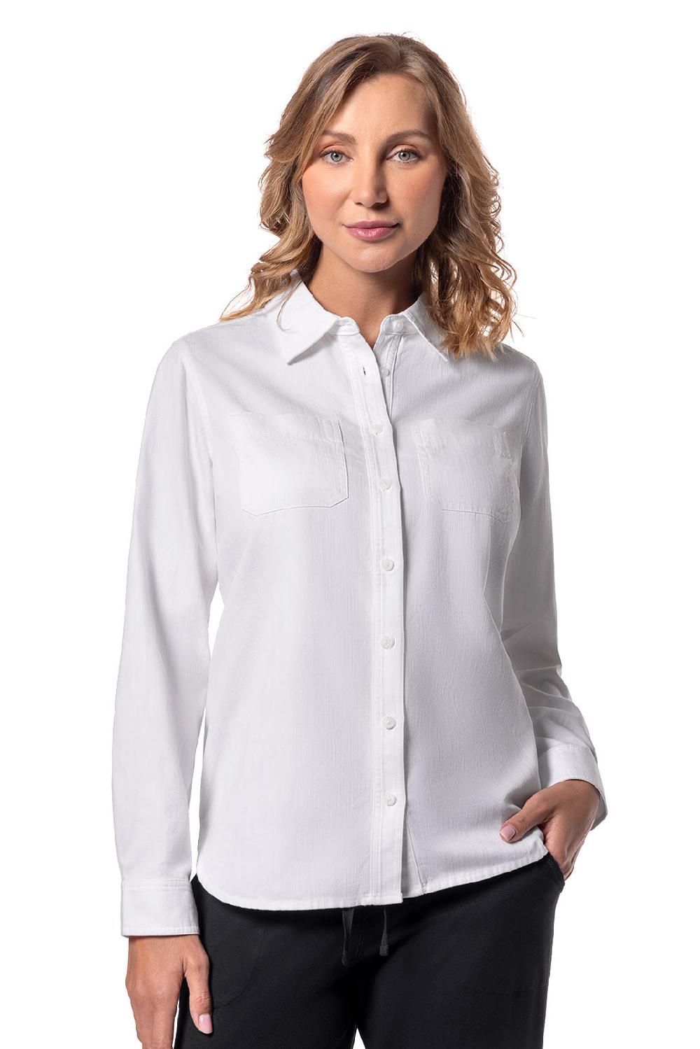 Coolibar Women's Peninsula Chambray Shirt | White Chambray