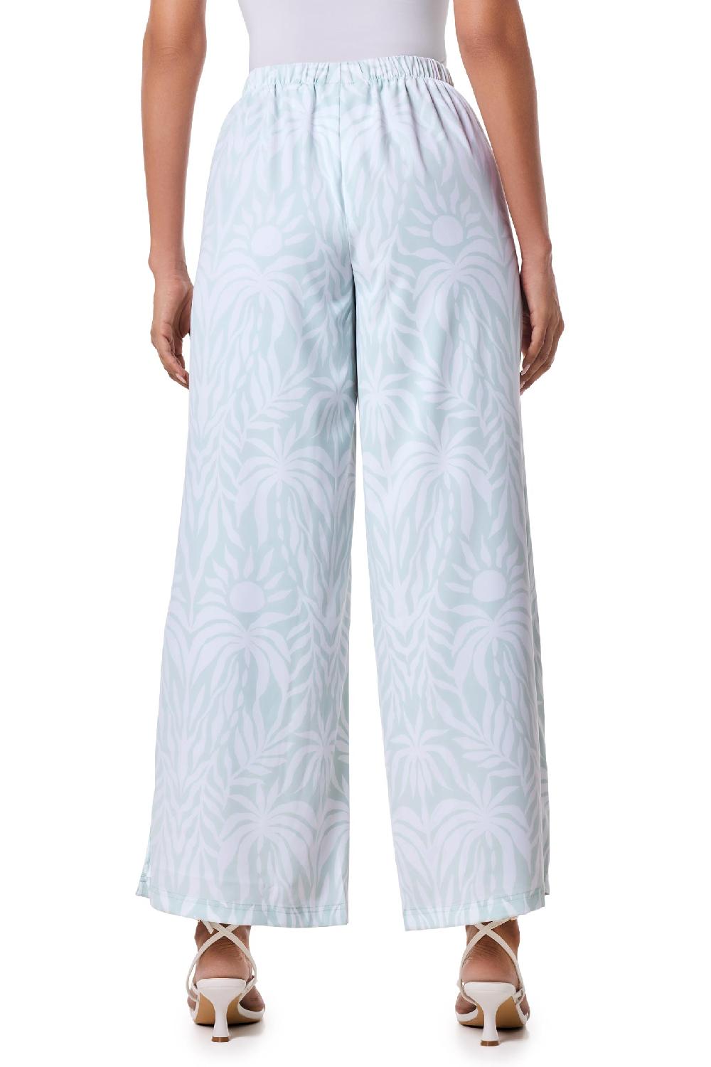 Coolibar Women's Petra Wide Leg Pant | Misty Aqua American Palm