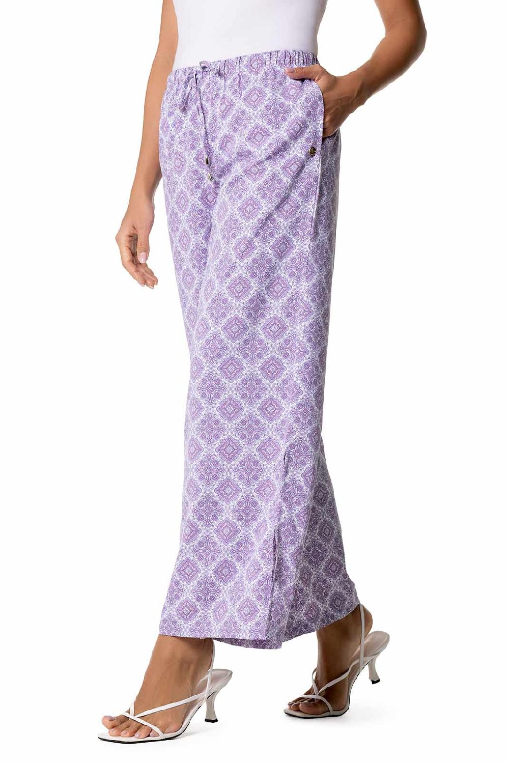 Coolibar Women's Petra Wide Leg Pants | Lavendula Diamond Mandala