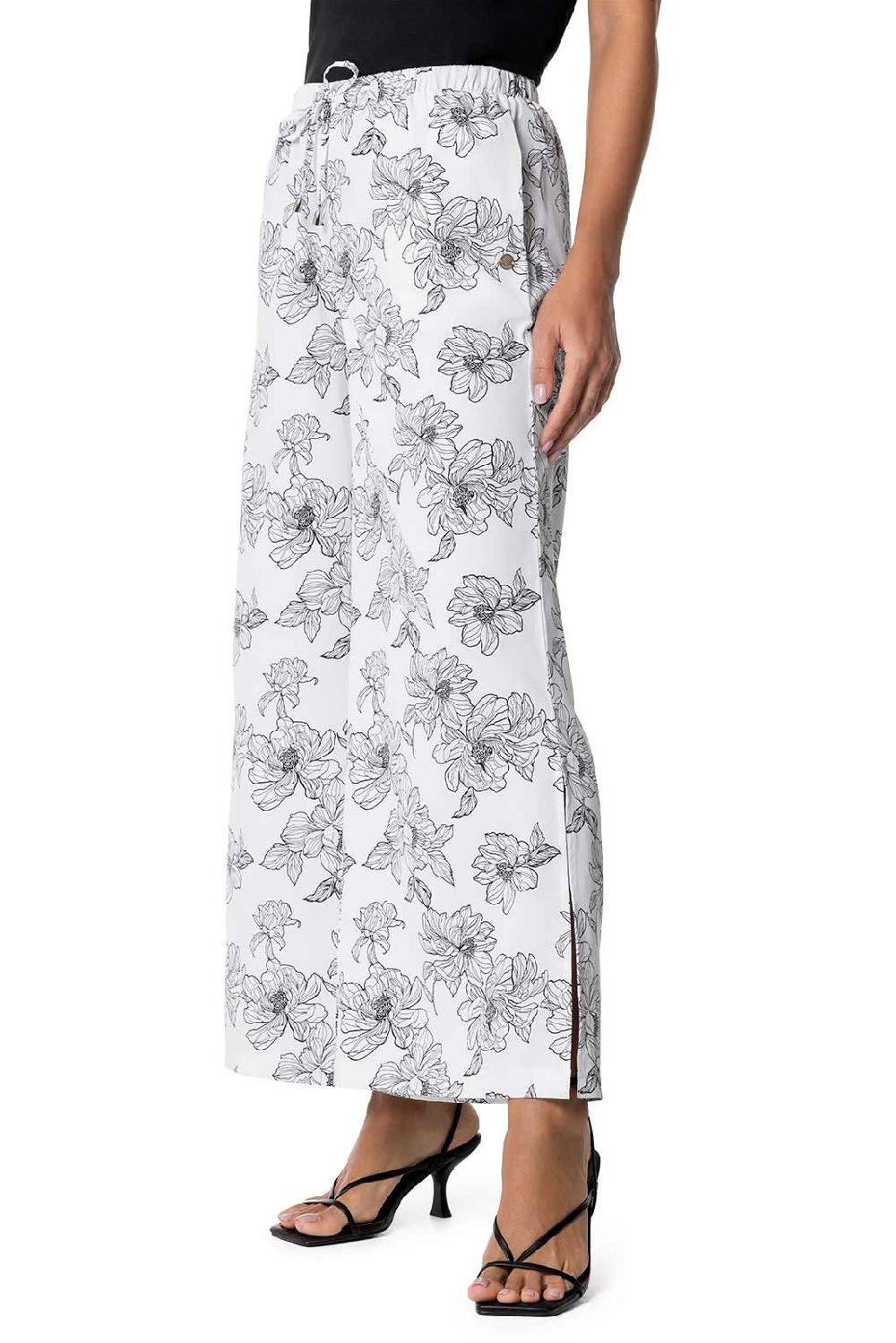 Coolibar Women's Petra Wide Leg Pants | White/Black Perfect Peony