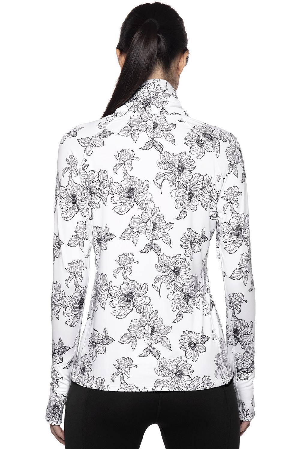 Coolibar Women's Relay Pullover | White/Black Perfect Peony