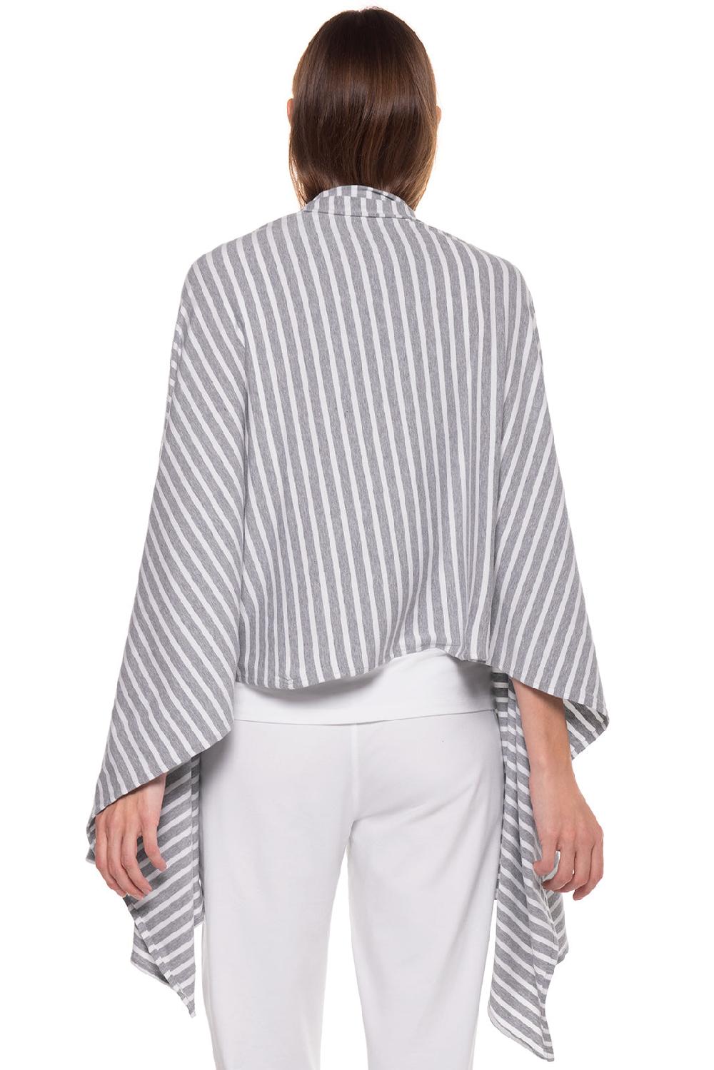 Coolibar Women's Sanibel Everyday Beach Shawl | Grey/White Stripe