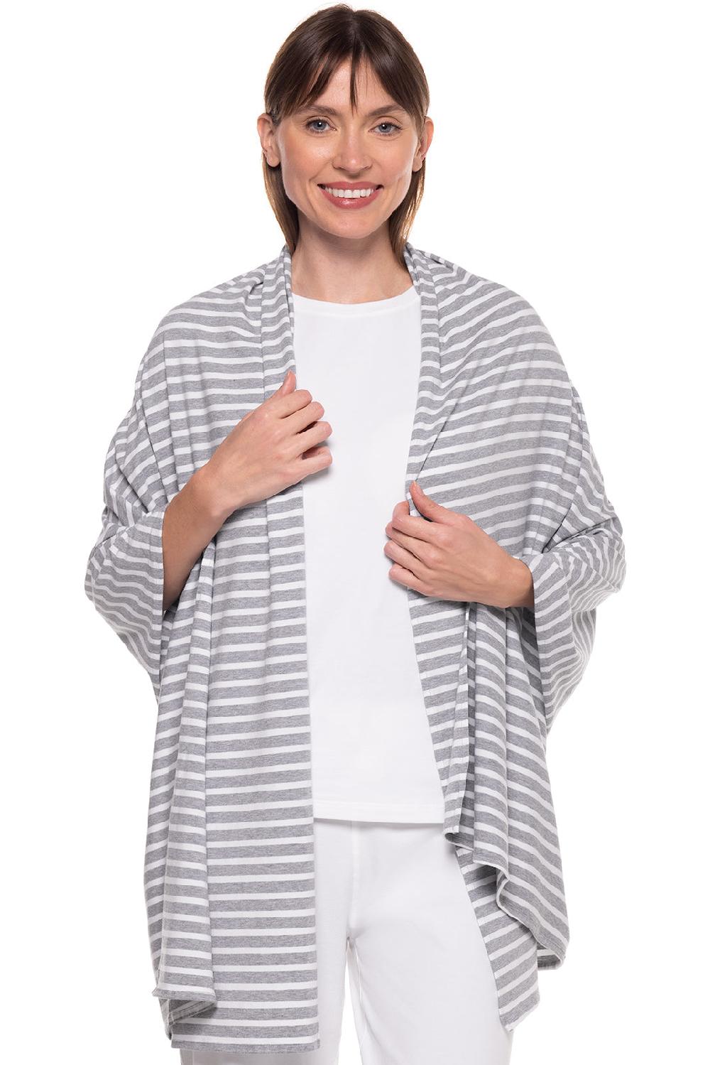 coolibar Women's Sanibel Everyday Beach Shawl | Grey/White Stripe