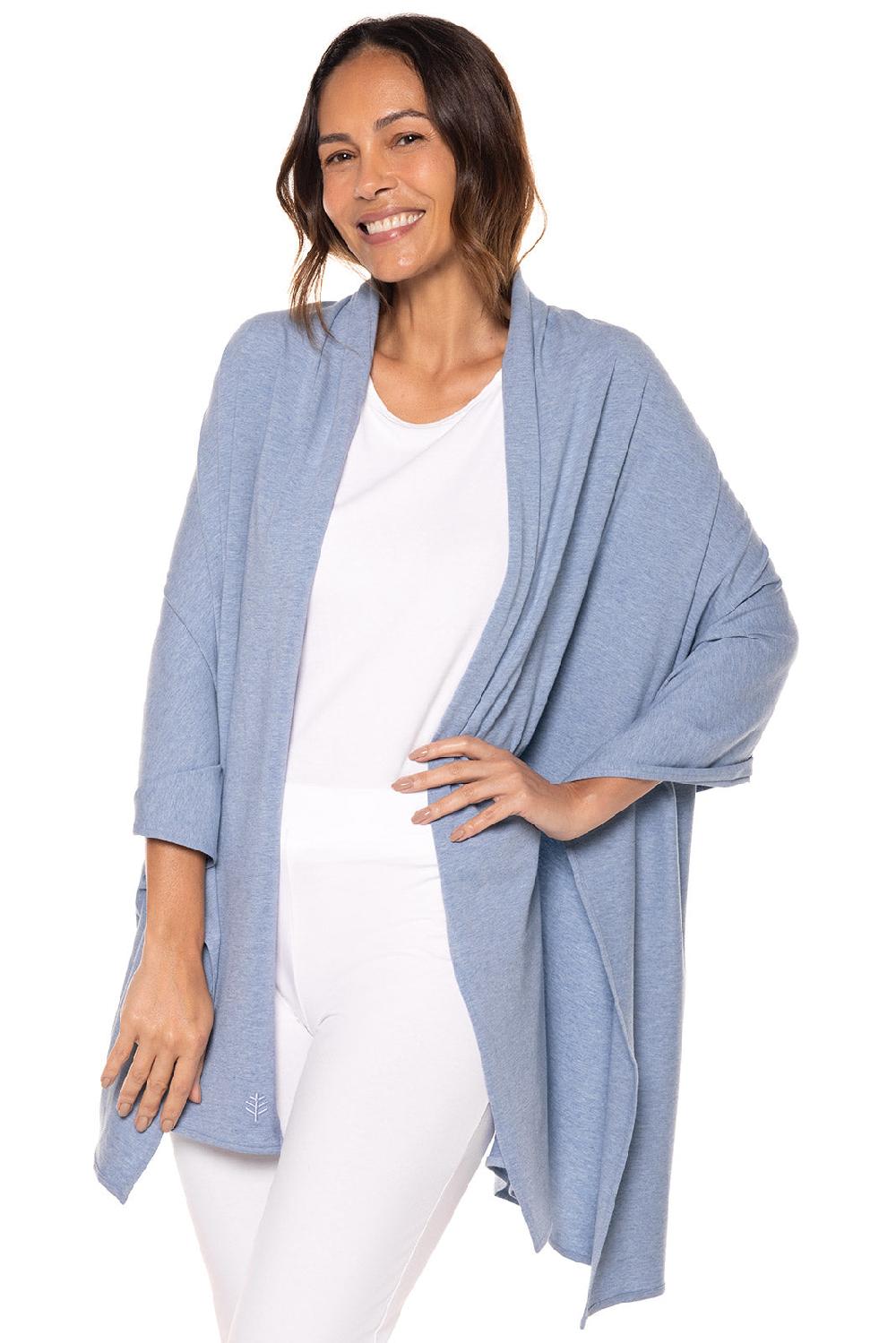 coolibar Women's Sanibel Everyday Beach Shawl | Light Blue Heather