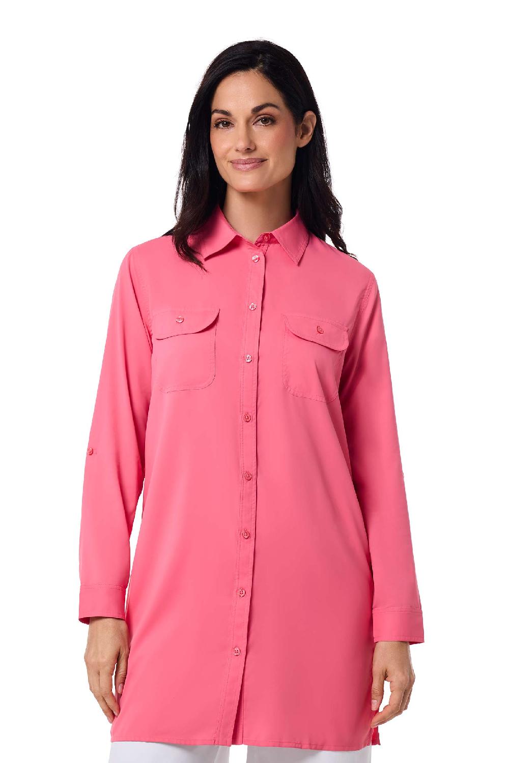 Coolibar Women's Santorini Tunic Shirt | Sunkist Coral