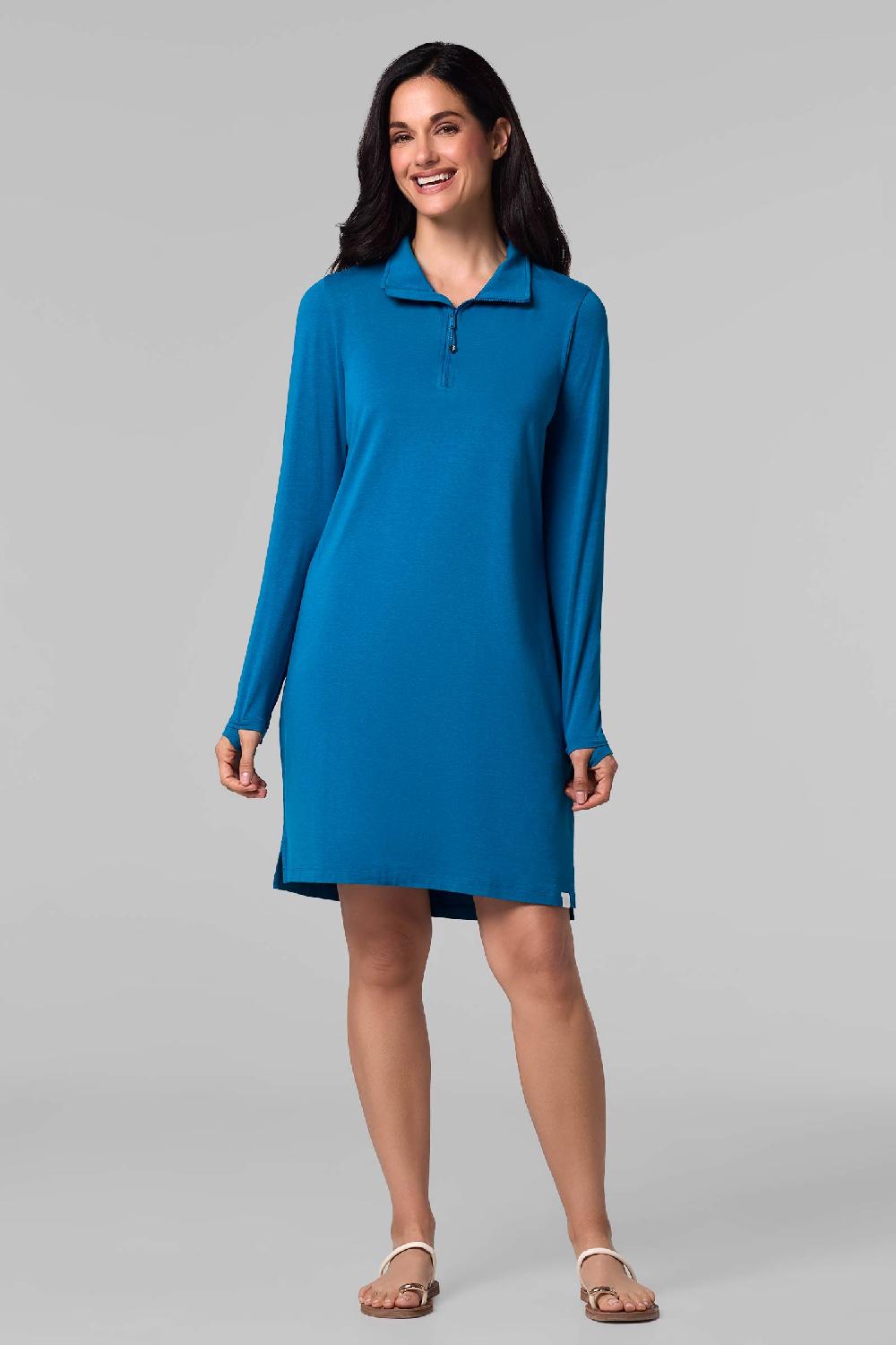 coolibar Women's Sarasota Quarter-Zip Dress | Bluejay