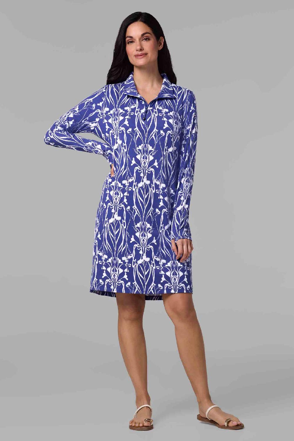 coolibar Women's Sarasota Quarter-Zip Dress | Future Dusk Iris Dusk