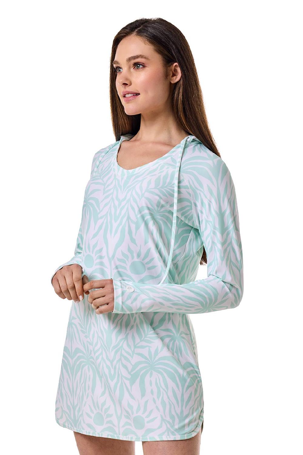Coolibar Women's Seacoast Swim Cover-Up Dress | Honeydew American Palm