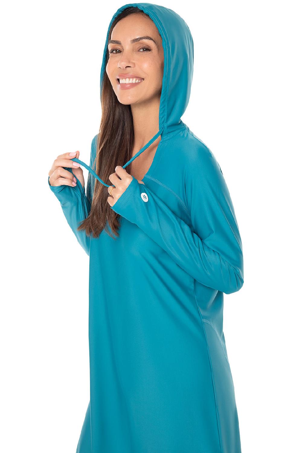 Coolibar Women's Seacoast Swim Cover-Up Dress | Tahitian Teal