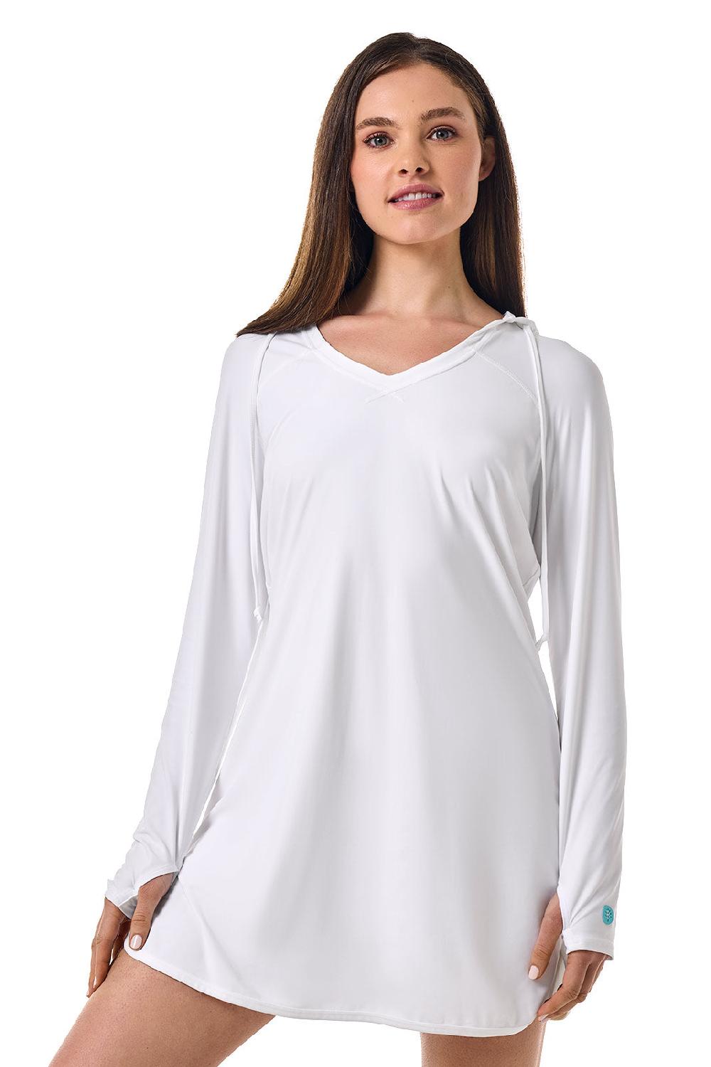 Coolibar Women's Seacoast Swim Cover-Up Dress | White
