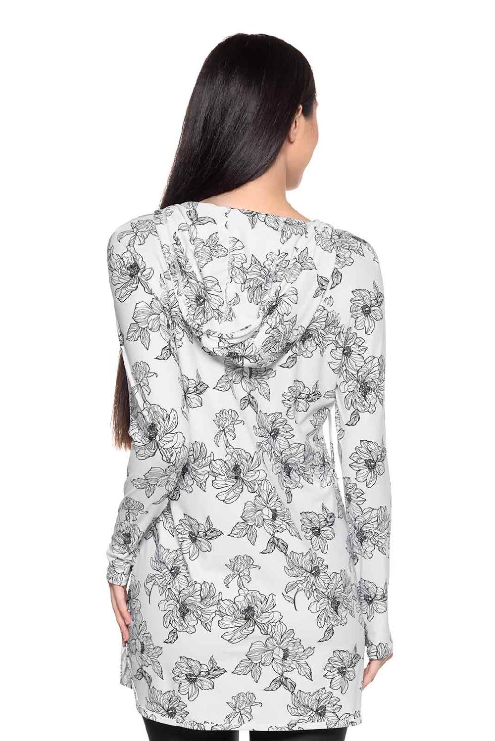 Coolibar Women's Seacoast Swim Cover-Up Dress | White/Black Perfect Peony