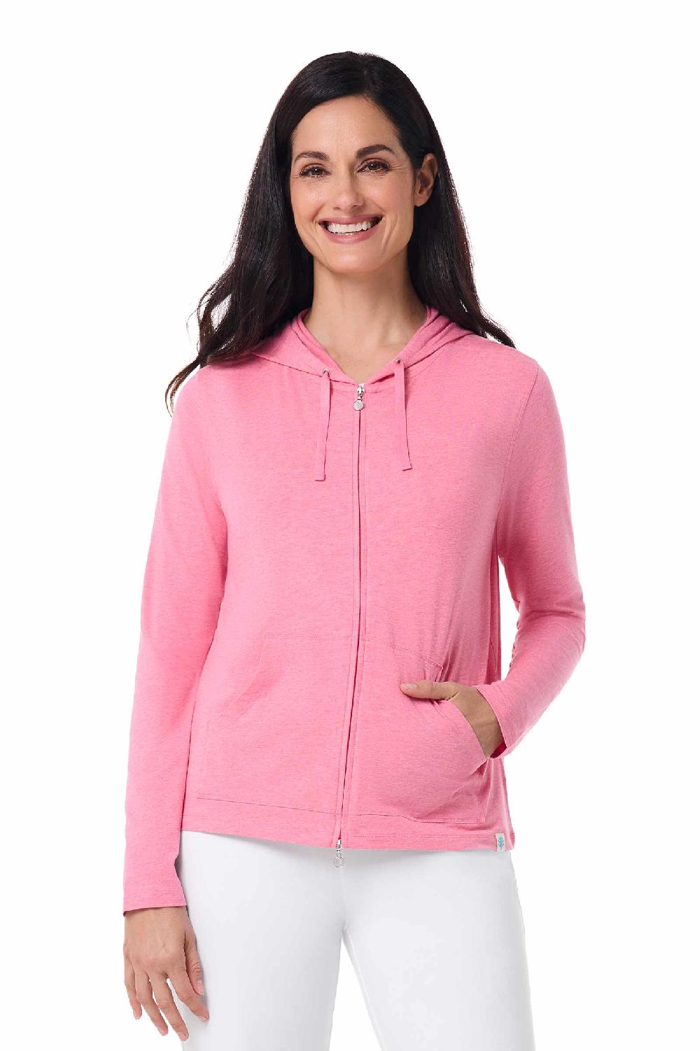 Coolibar Women's Seaside Hoodie | Flamingo Pink Heather
