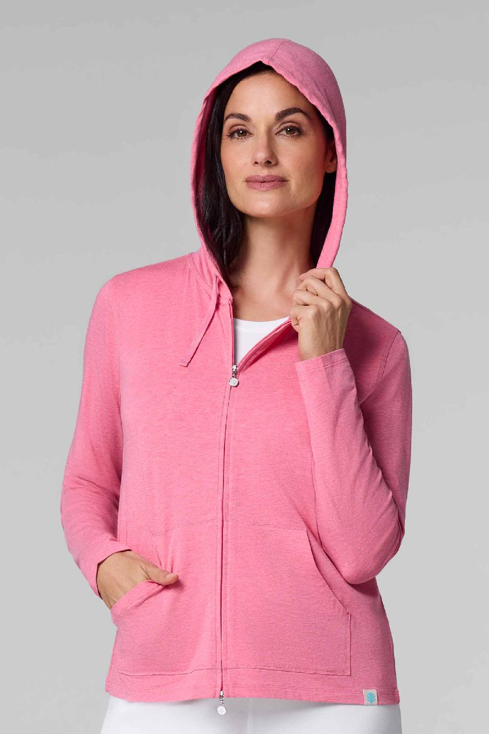 coolibar Women's Seaside Hoodie | Flamingo Pink Heather