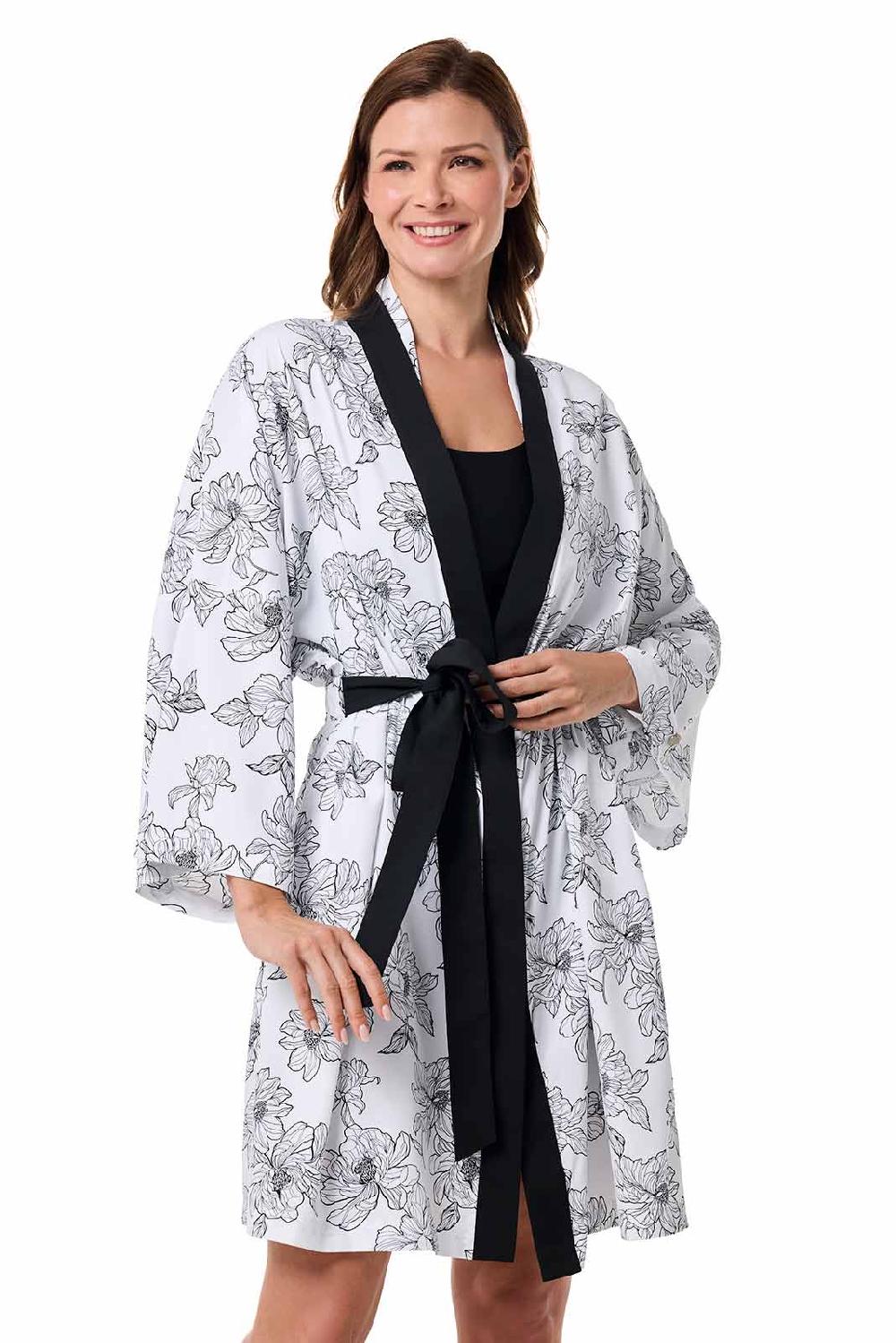 Coolibar Women's Siesta Key Kijama | White/Black Perfect Peony