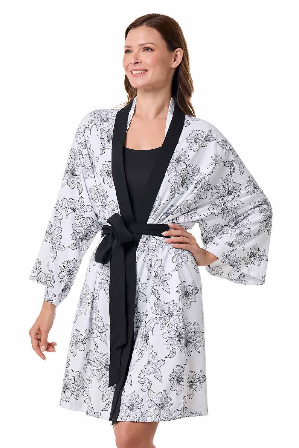 Coolibar Women's Siesta Key Kijama | White/Black Perfect Peony