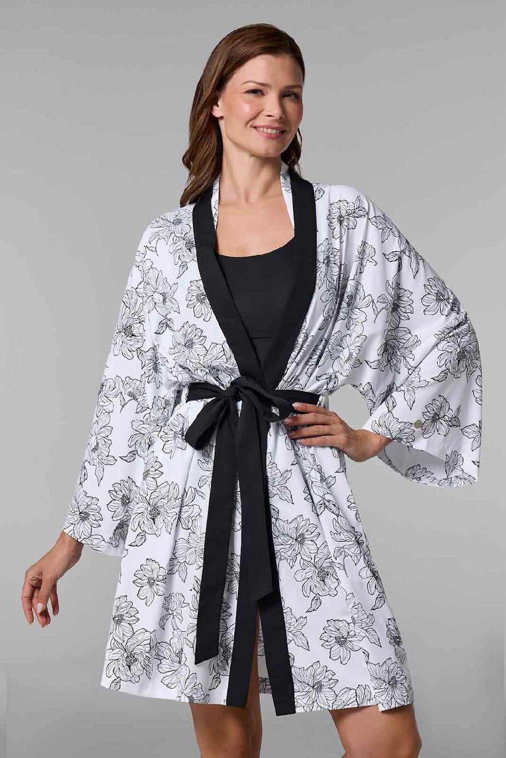 coolibar Women's Siesta Key Kijama | White/Black Perfect Peony