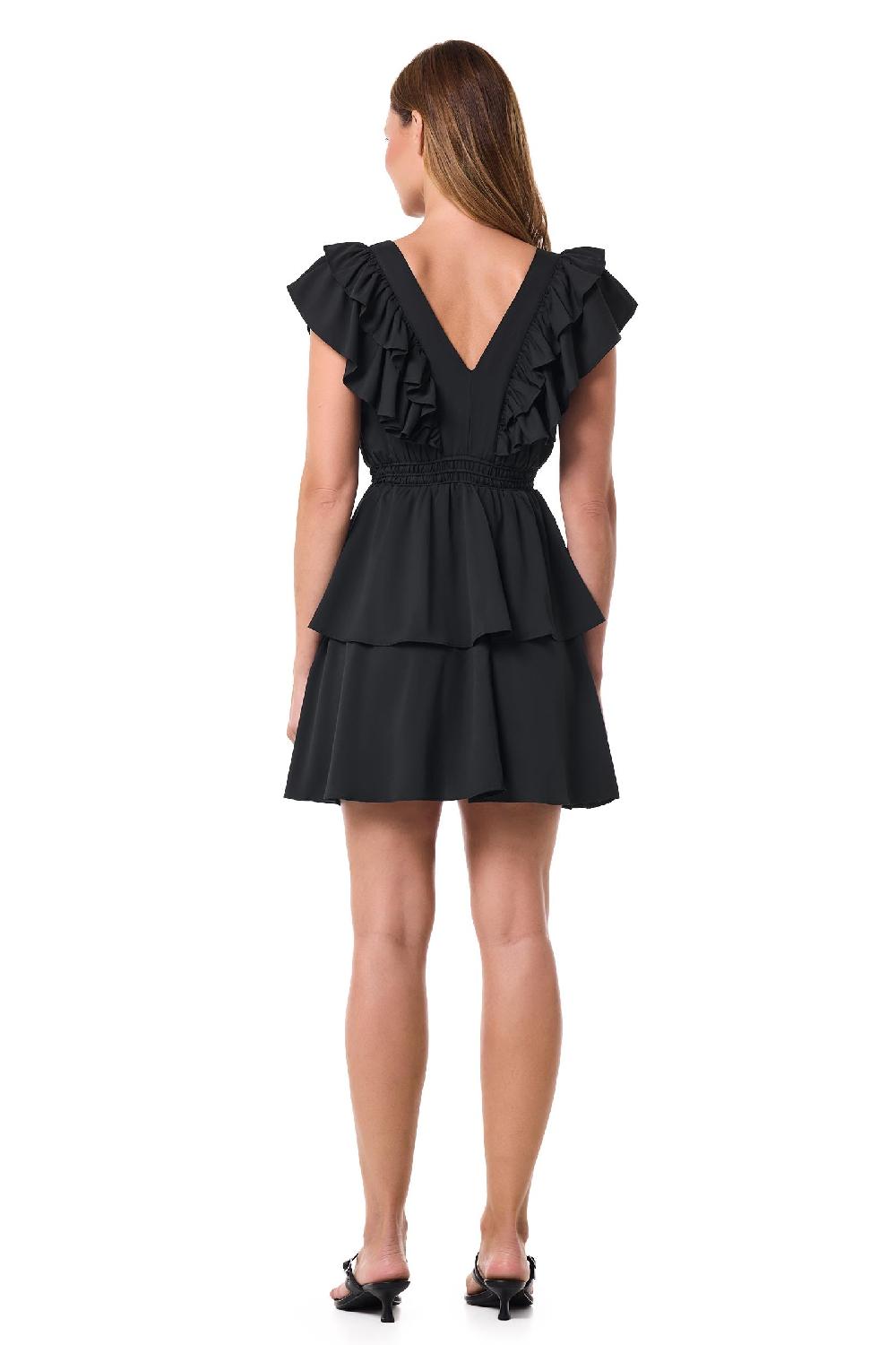 Coolibar Women's South Cove V-Neck Ruffle Dress | Black