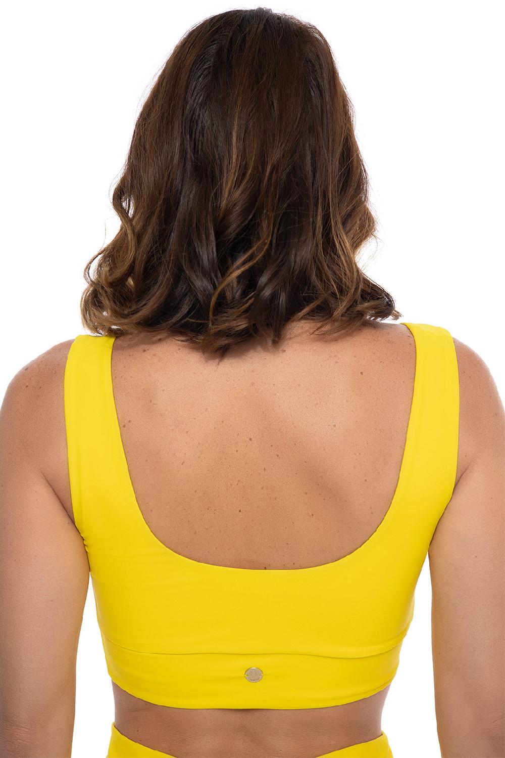 Coolibar Women's Spring Garden Crop Bikini Top | Bold Yellow