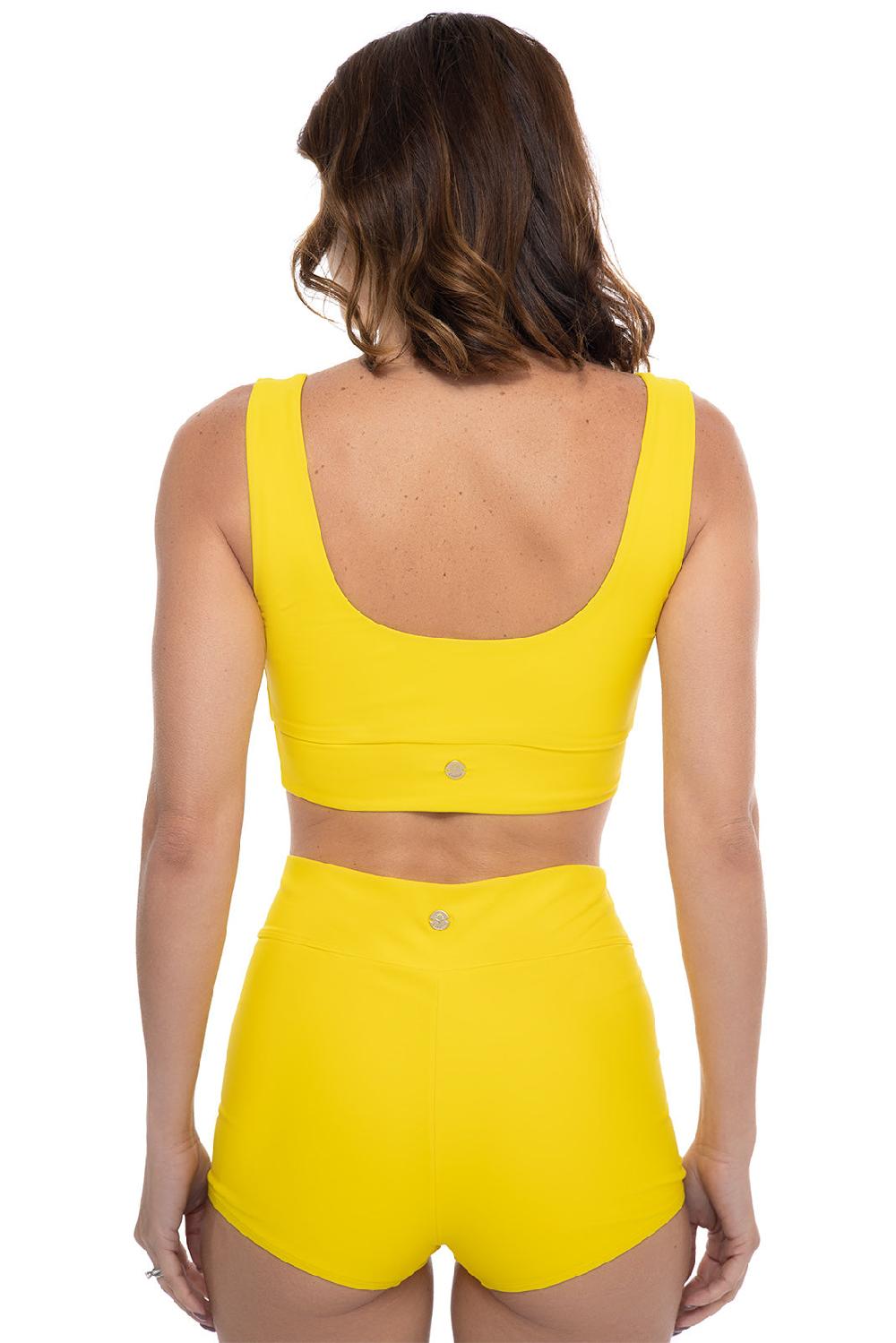 Coolibar Women's Spring Garden Crop Bikini Top | Bold Yellow