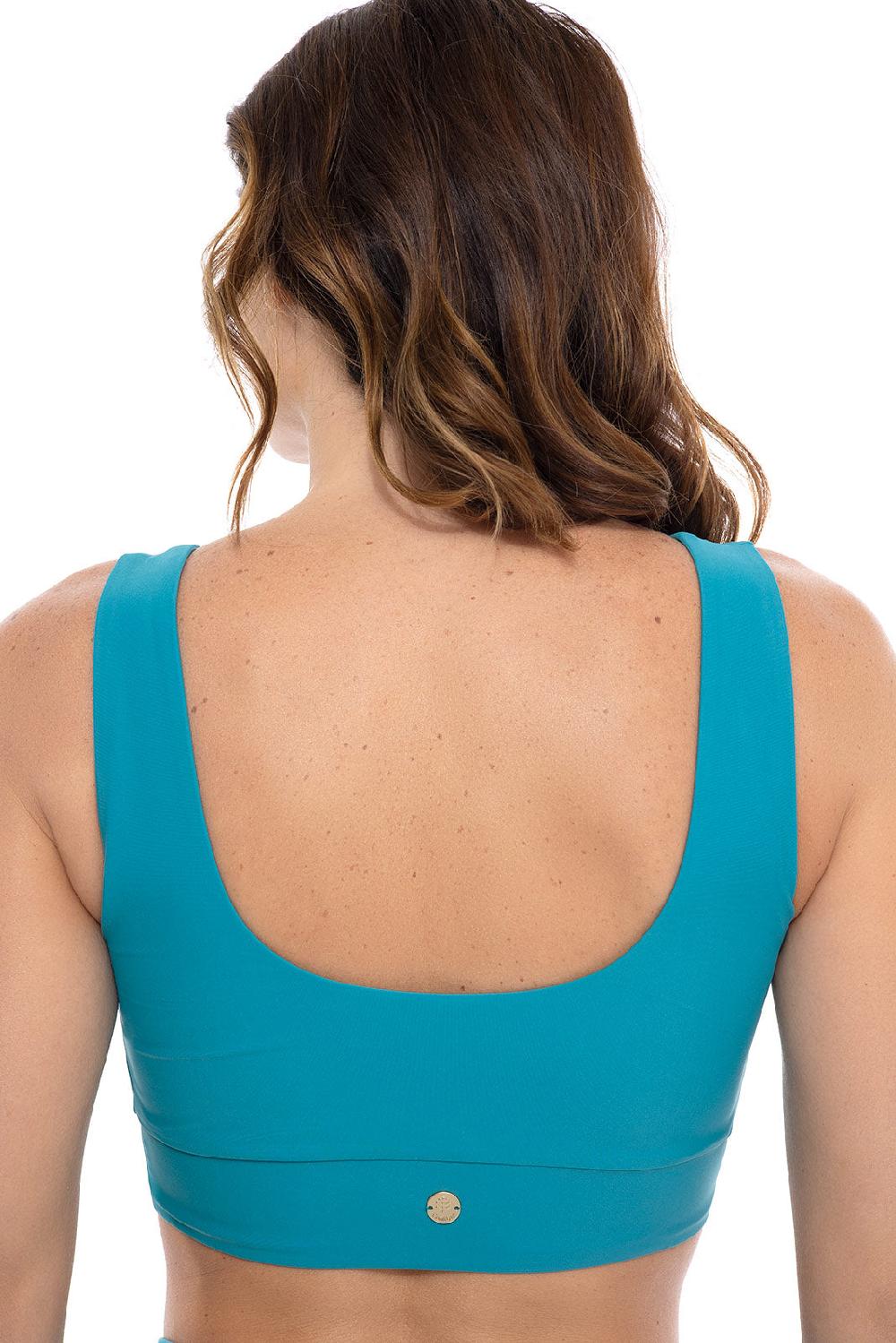 Coolibar Women's Spring Garden Crop Bikini Top | Tahitian Teal