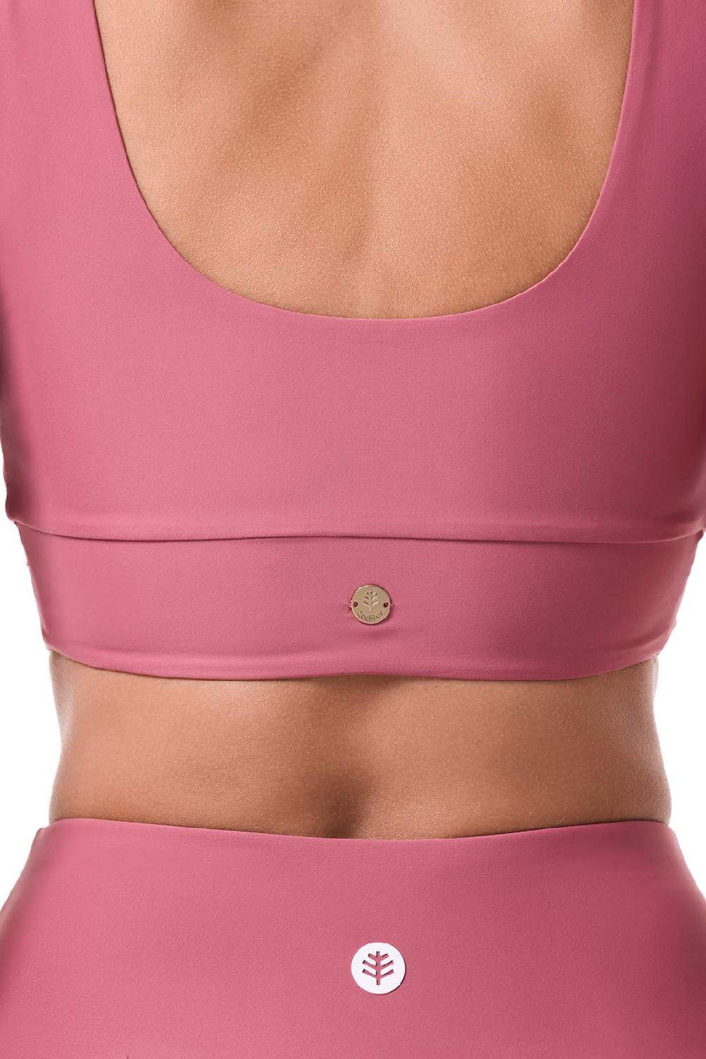 Coolibar Women's Spring Garden Crop Bikini Top | Terracotta Rose