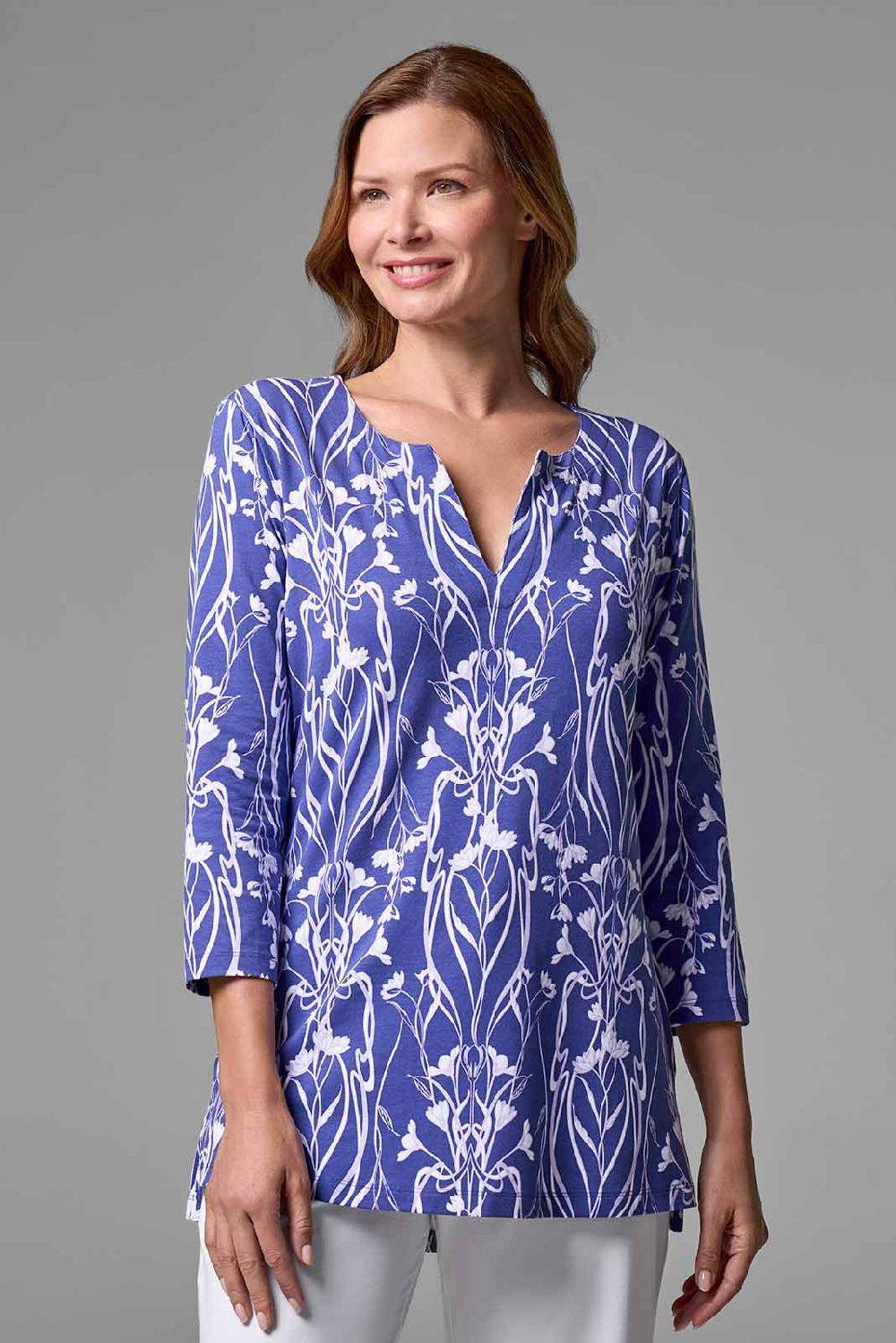 coolibar Women's St. Lucia Tunic Top | Future Dusk Iris Dusk