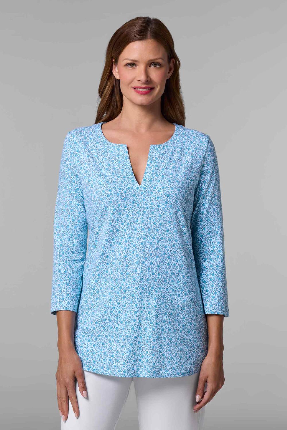 coolibar Women's St. Lucia Tunic Top | Malibu Blue Shell We