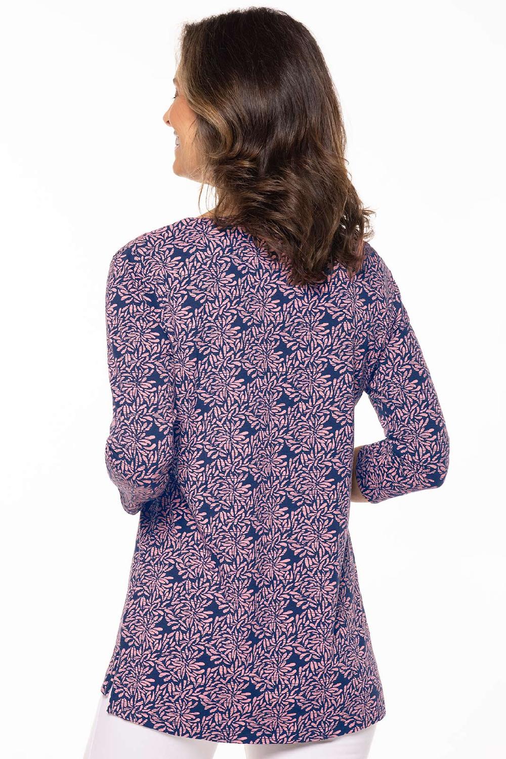 Coolibar Women's St. Lucia Tunic Top | Peachy Pink Etched Flowers