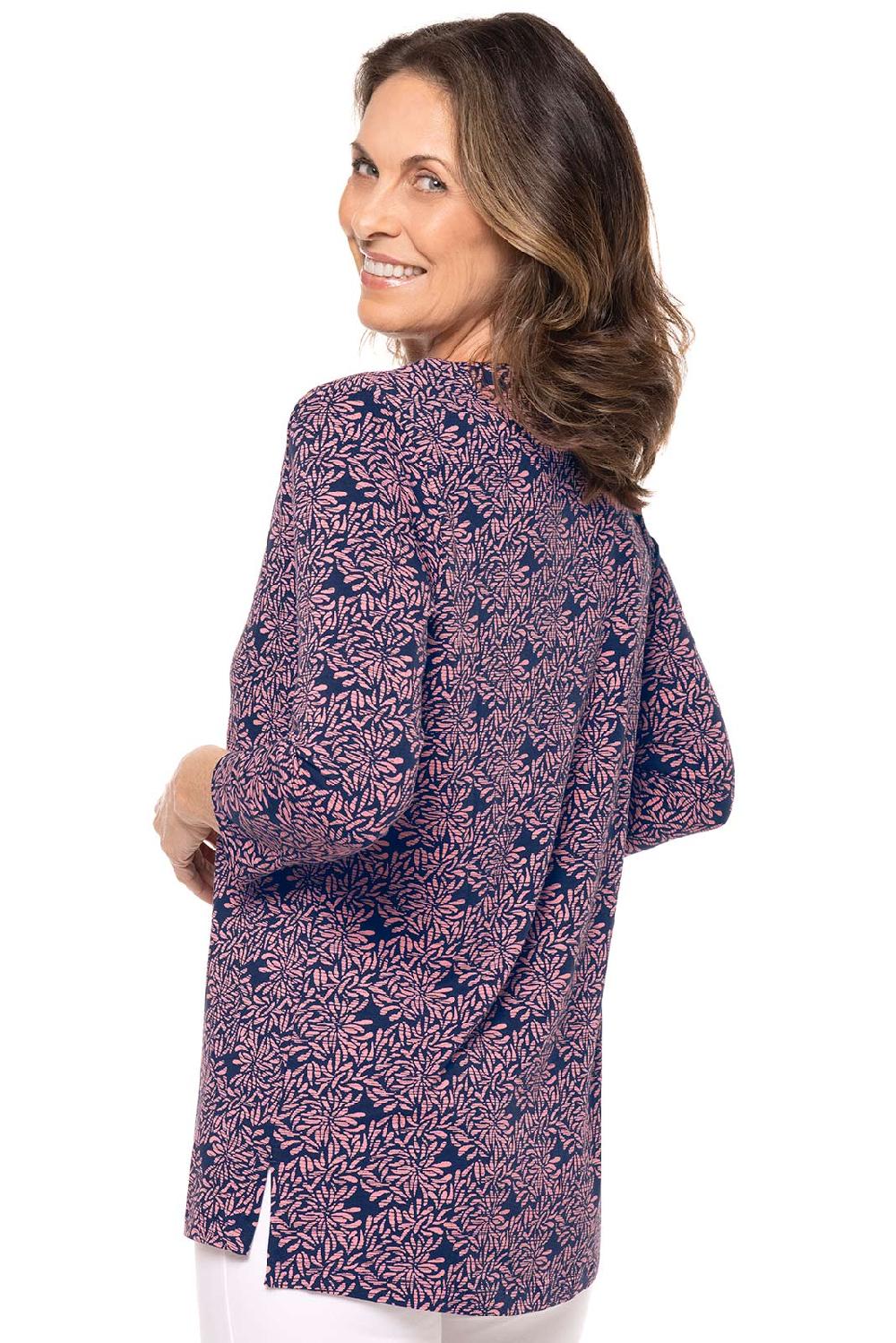 Coolibar Women's St. Lucia Tunic Top | Peachy Pink Etched Flowers