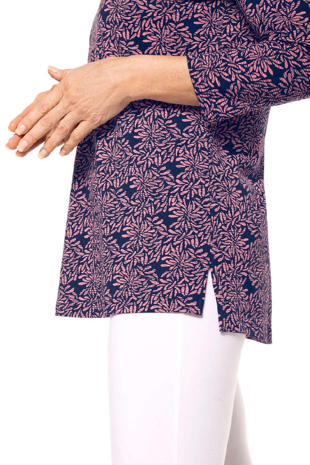 Coolibar Women's St. Lucia Tunic Top | Peachy Pink Etched Flowers