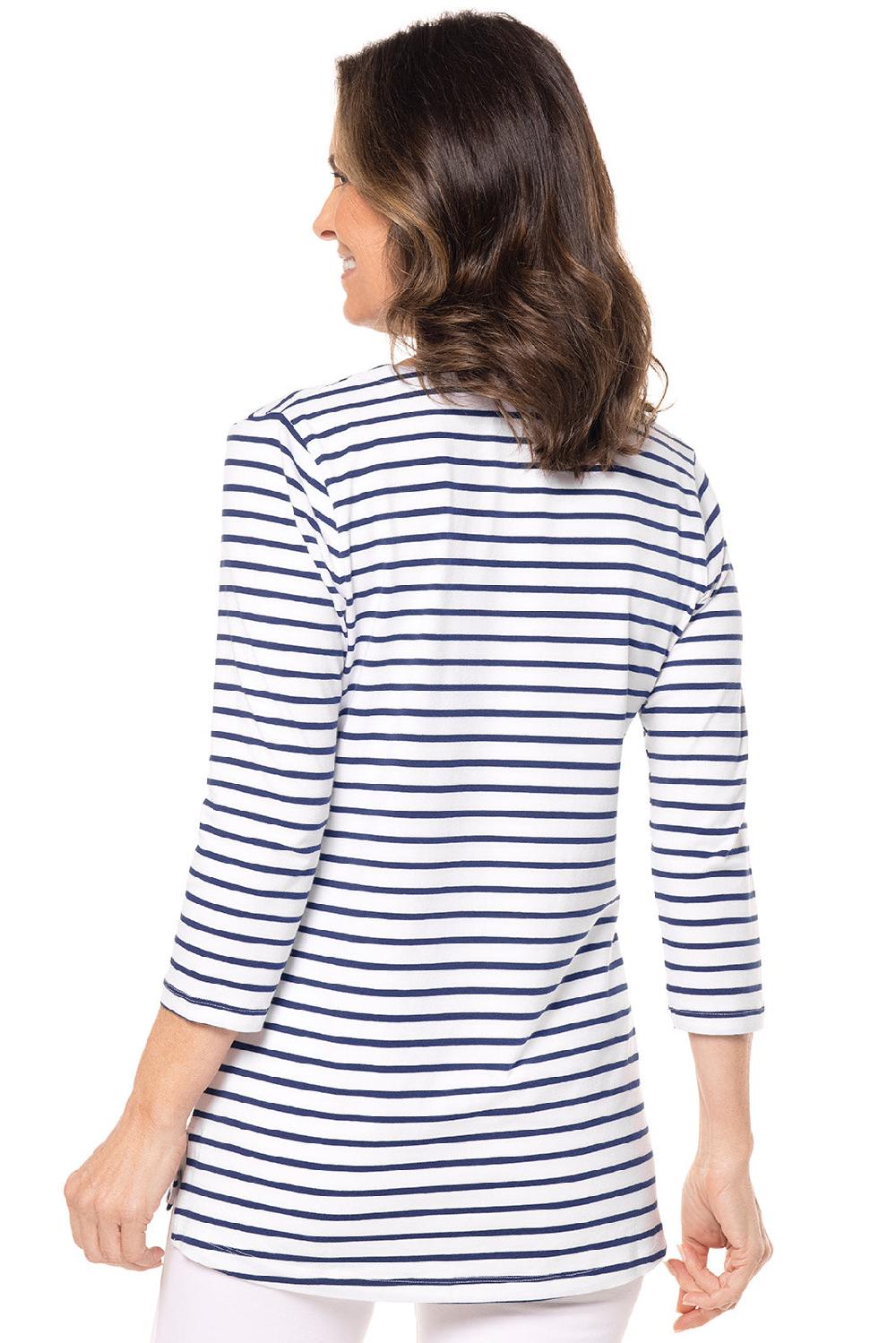 Coolibar Women's St. Lucia Tunic Top | White/Navy Stripe